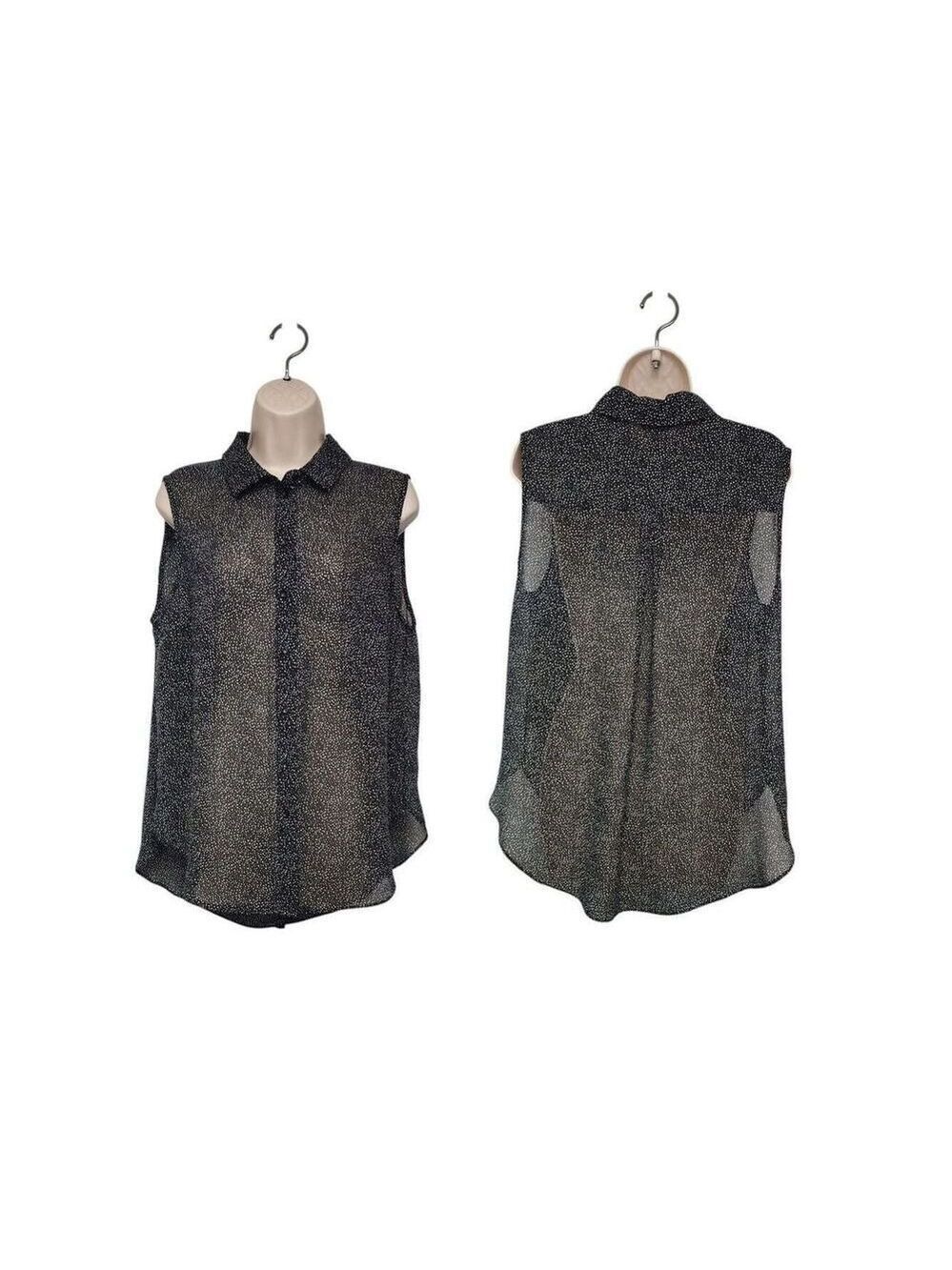 H&M Women's Spotted Sheer Sleeveless Tunic Blouse Size 12